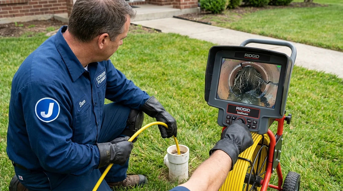 Sewer camera inspection being performed by Johns Plumbing LLC in Sherburn
